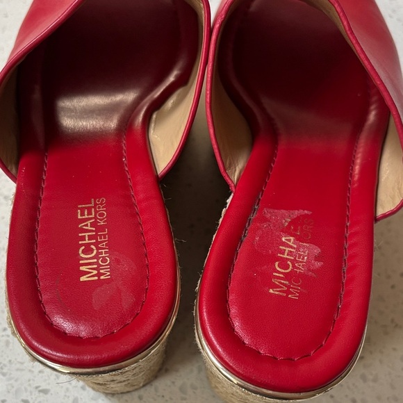 Michael Kors Red Leather Cunningham wedge sandals sz 5 1/2 - Picture 7 of 10